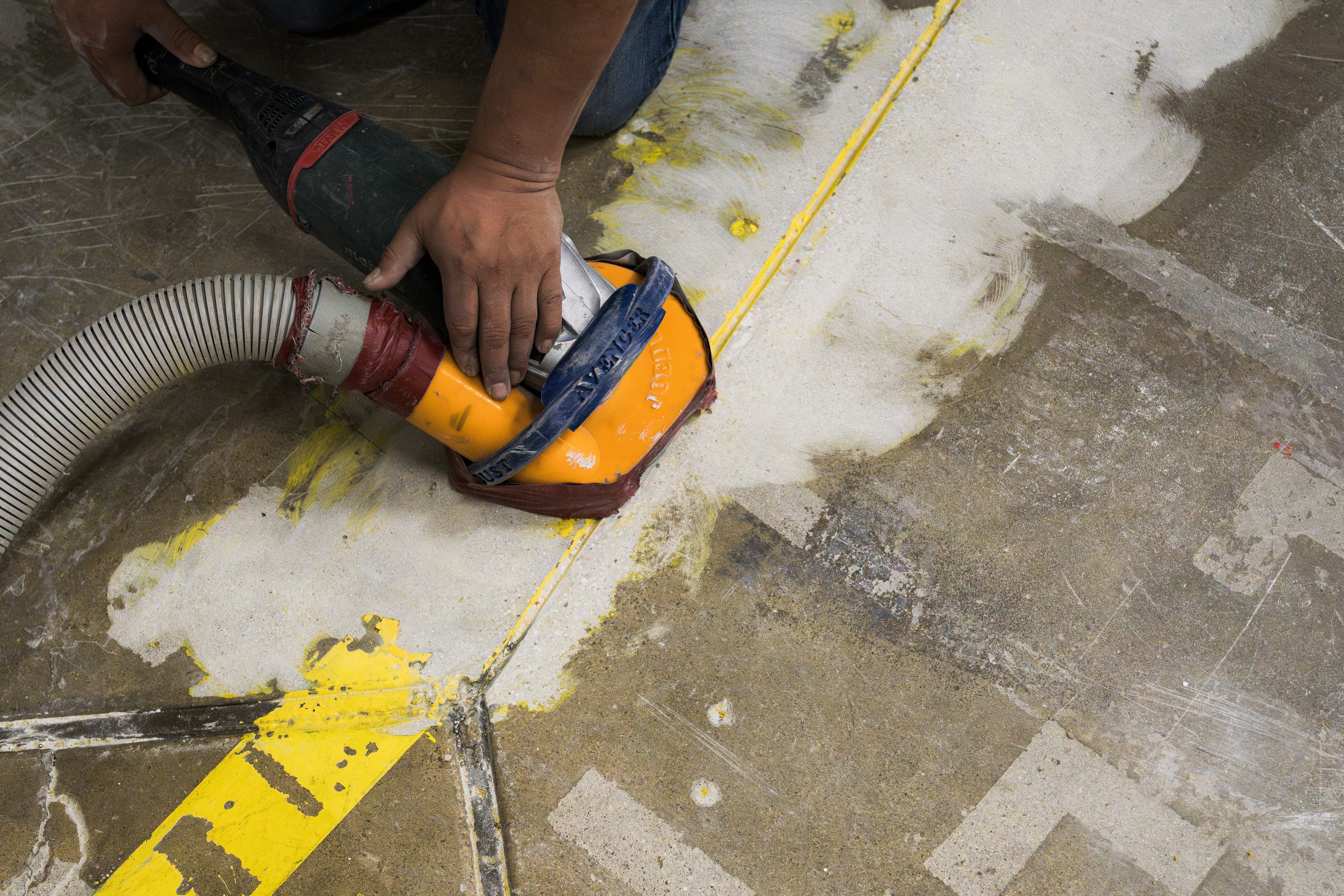 Glue removal with a hand sander
