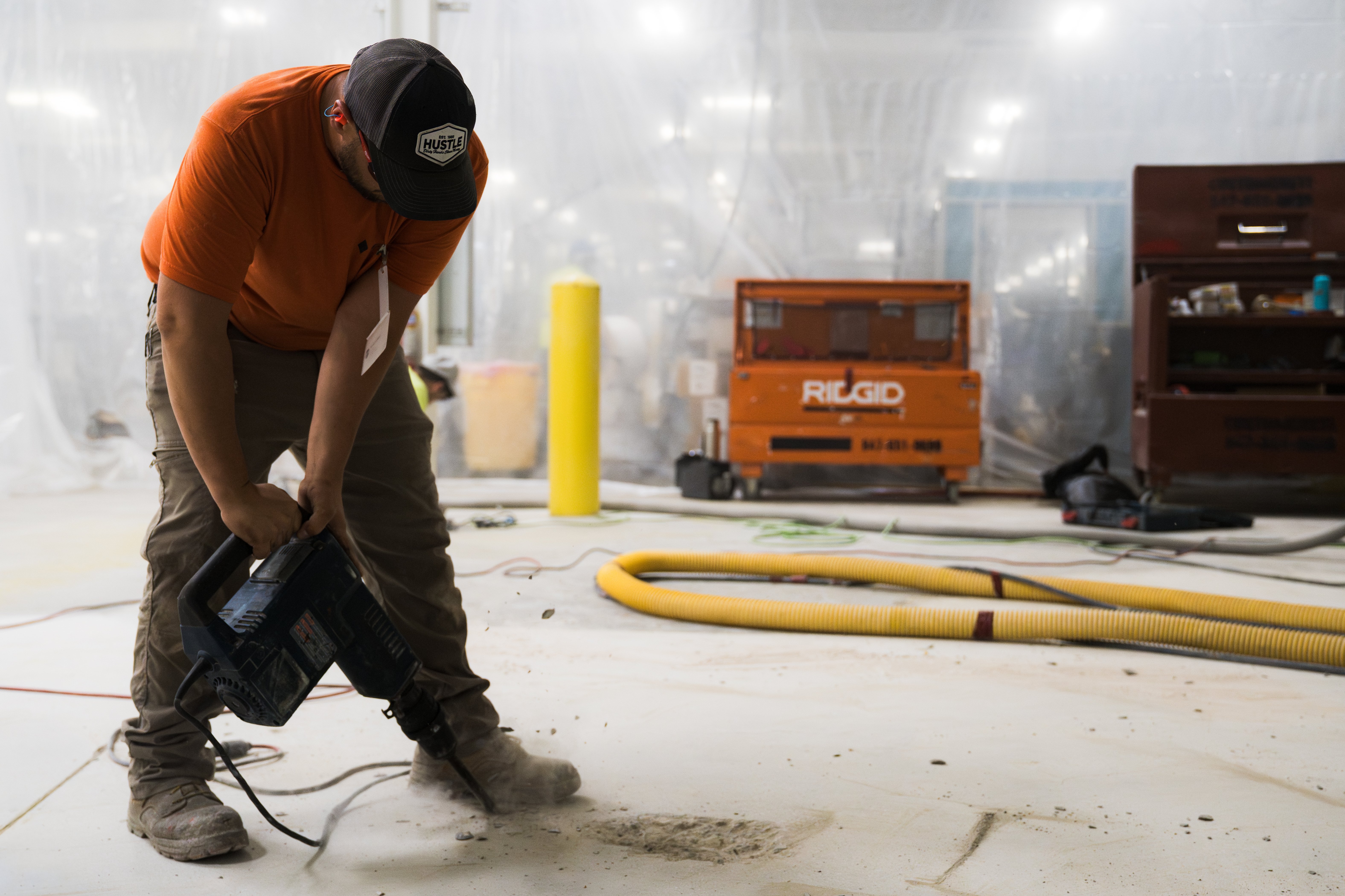 Person demoing floor