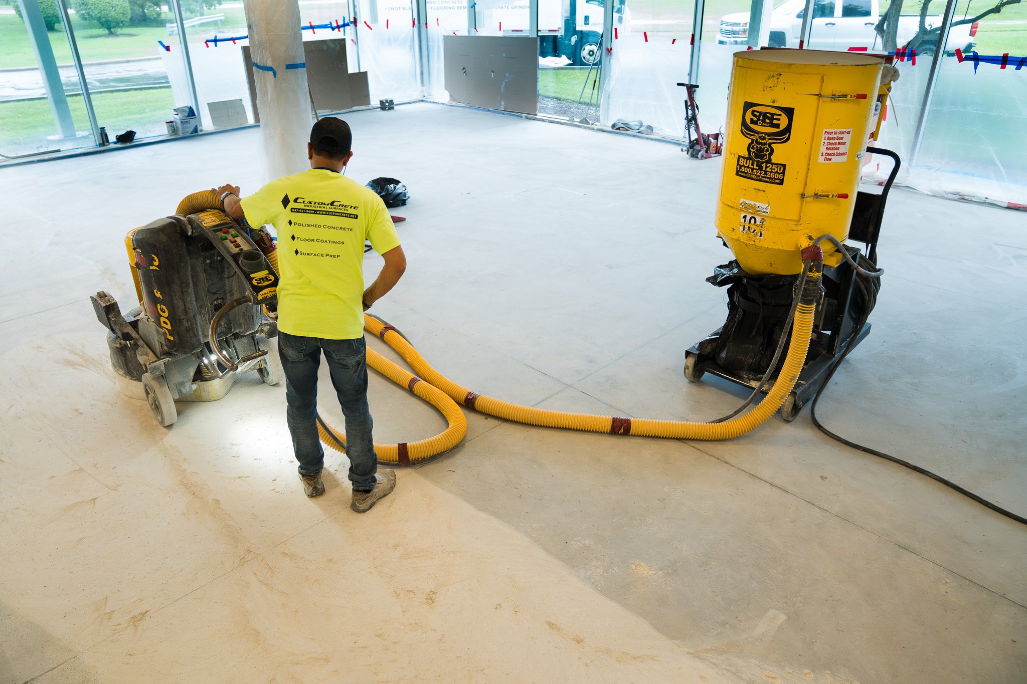 Grinding polished floor