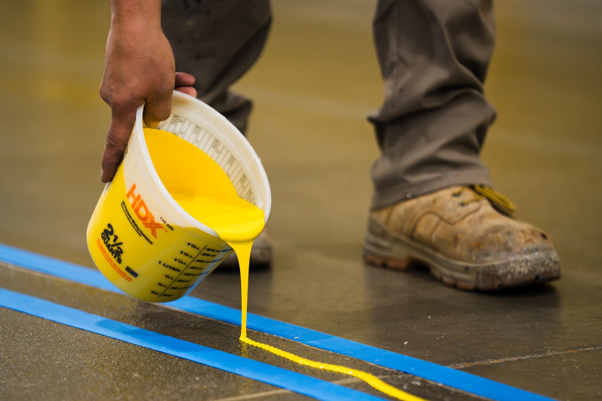 Yellow line striping