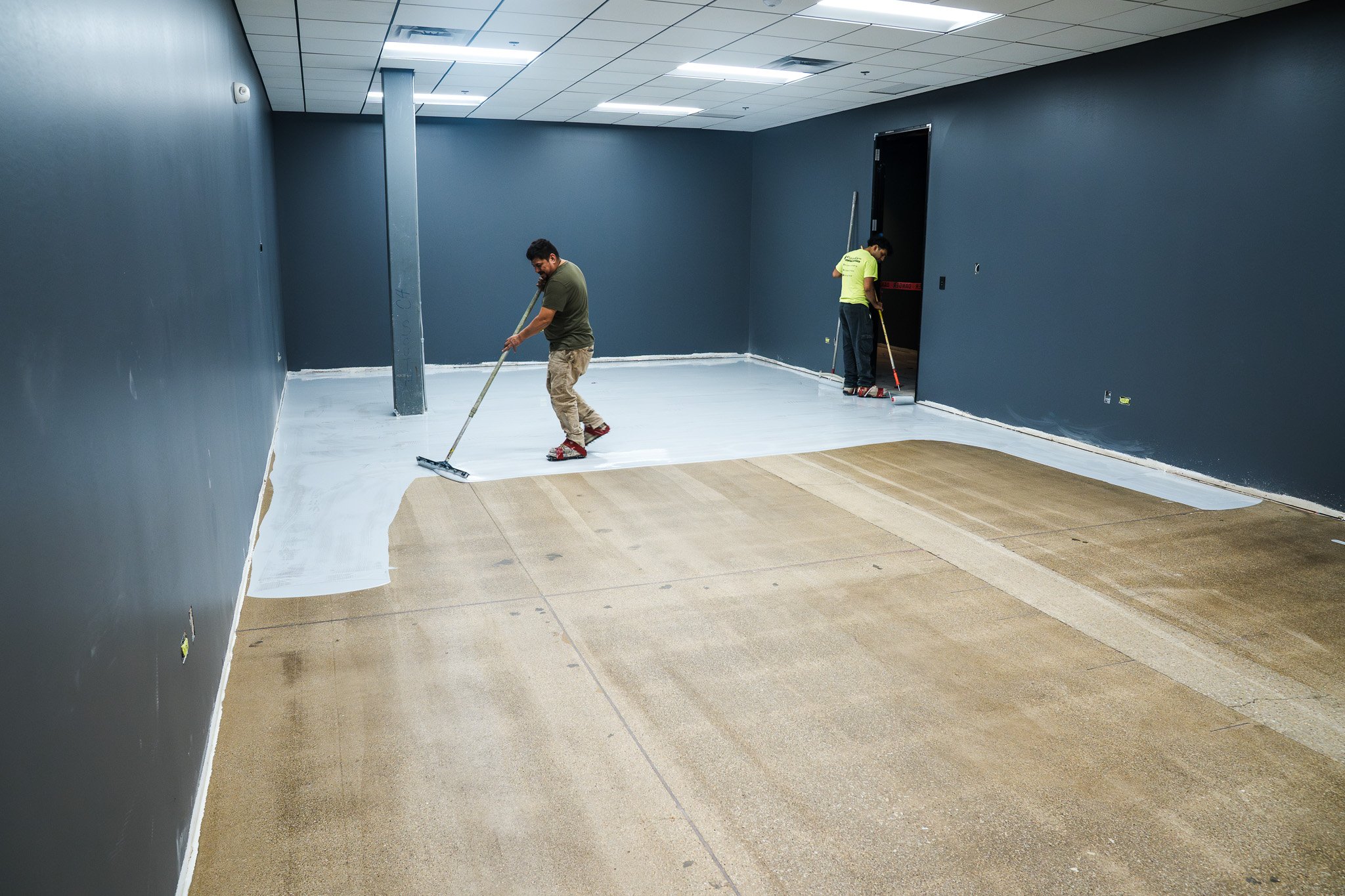 Epoxy floor coating application