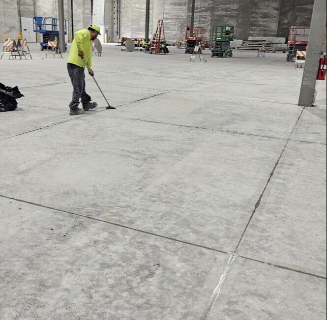 Control joints being filled