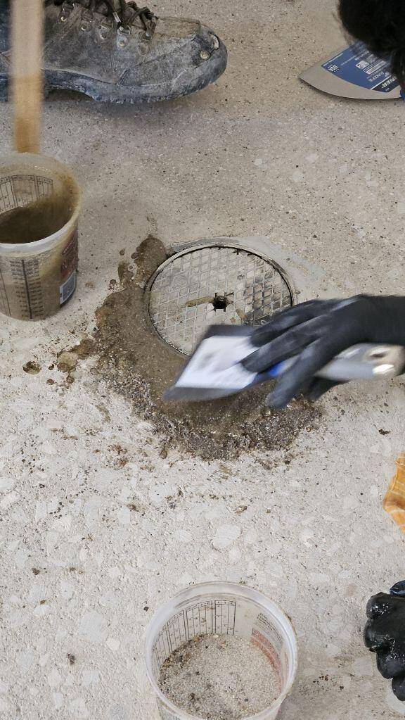 concrete restoration around a drain