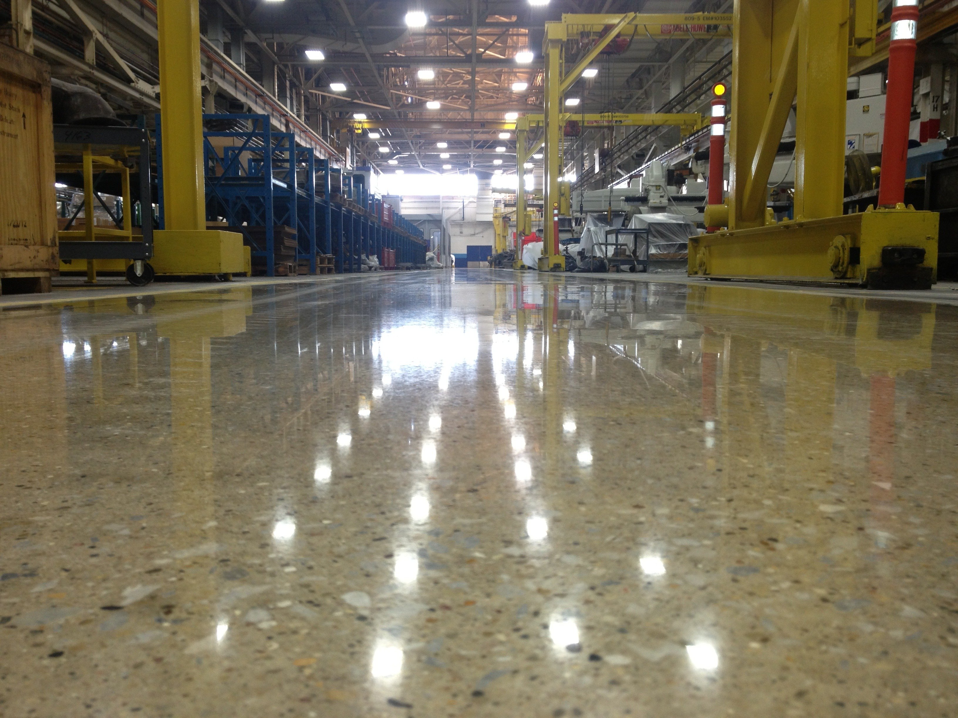 polished concrete in a warehouse 