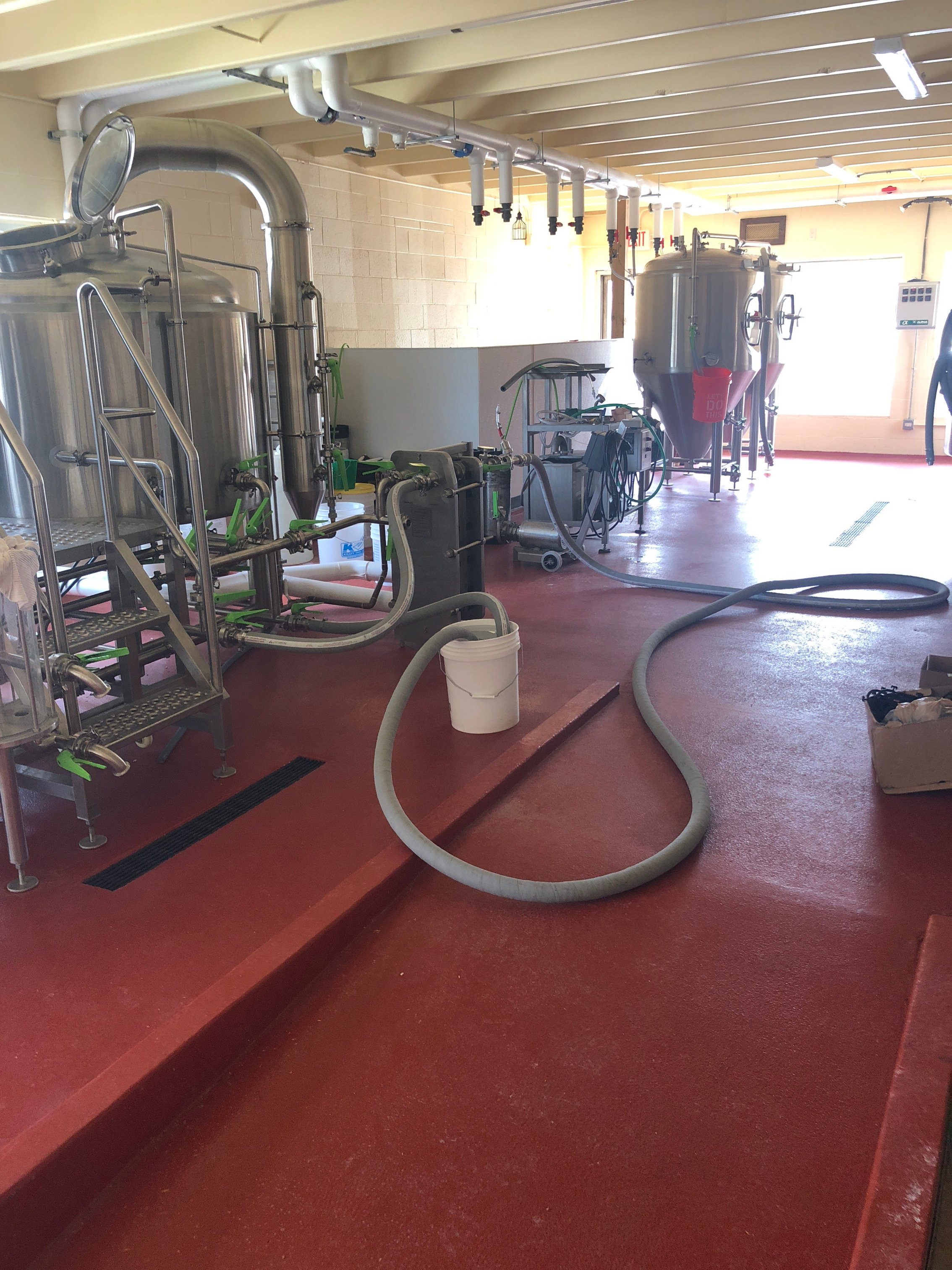 Urethane Cement Flooring red color in a Illinois brewery