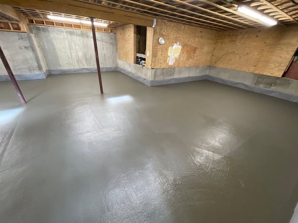 fresh concrete floor drying