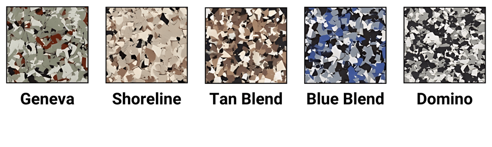 Flake Garage Flooring Color Range geneva shoreline tan blend blue blend domino