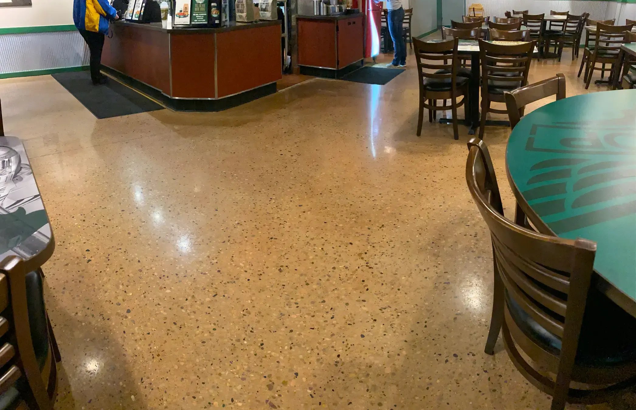 fast casual Restaurant with a polished concrete floor installed by CustomCrete