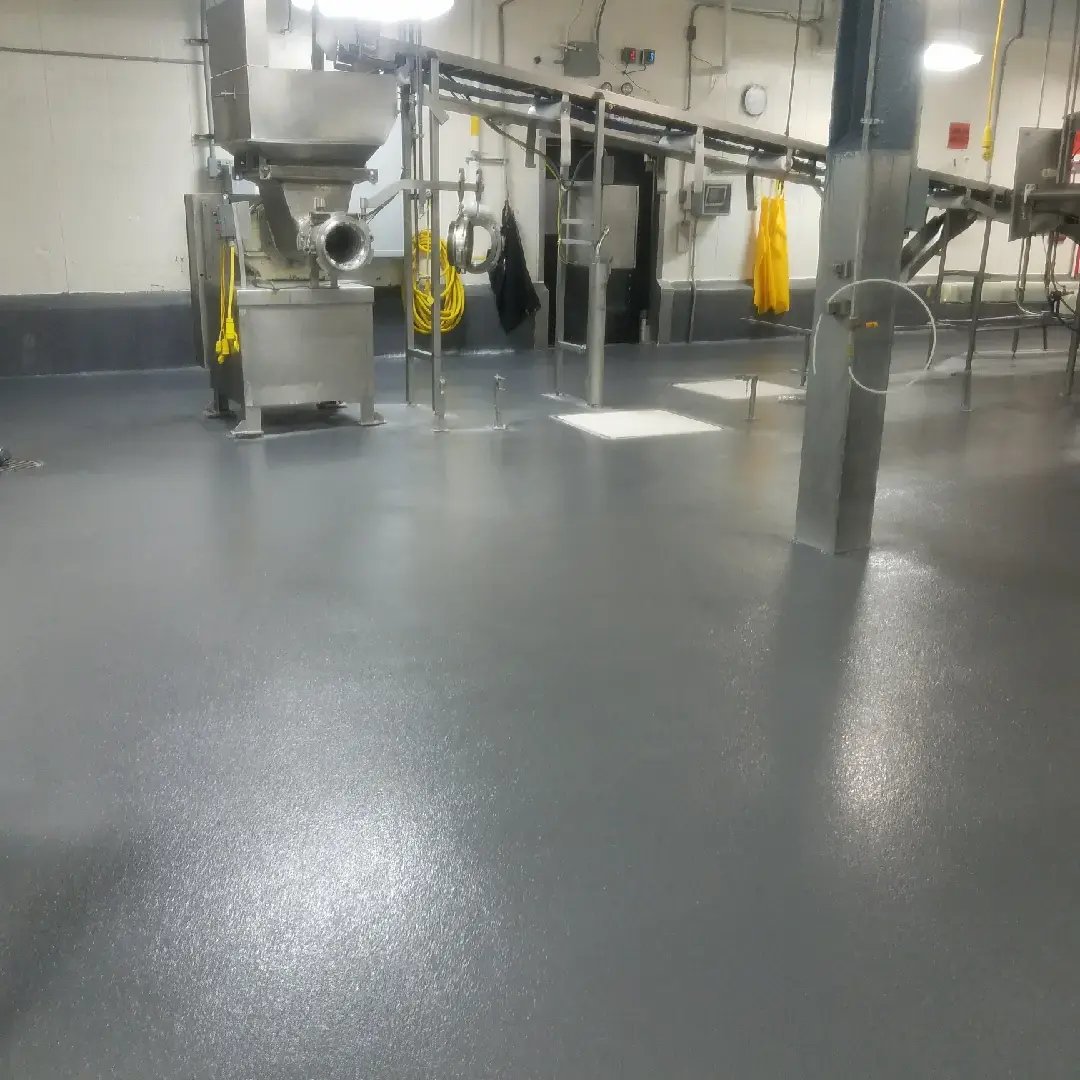 grey Urethane Cement floor in a food plant in illinois