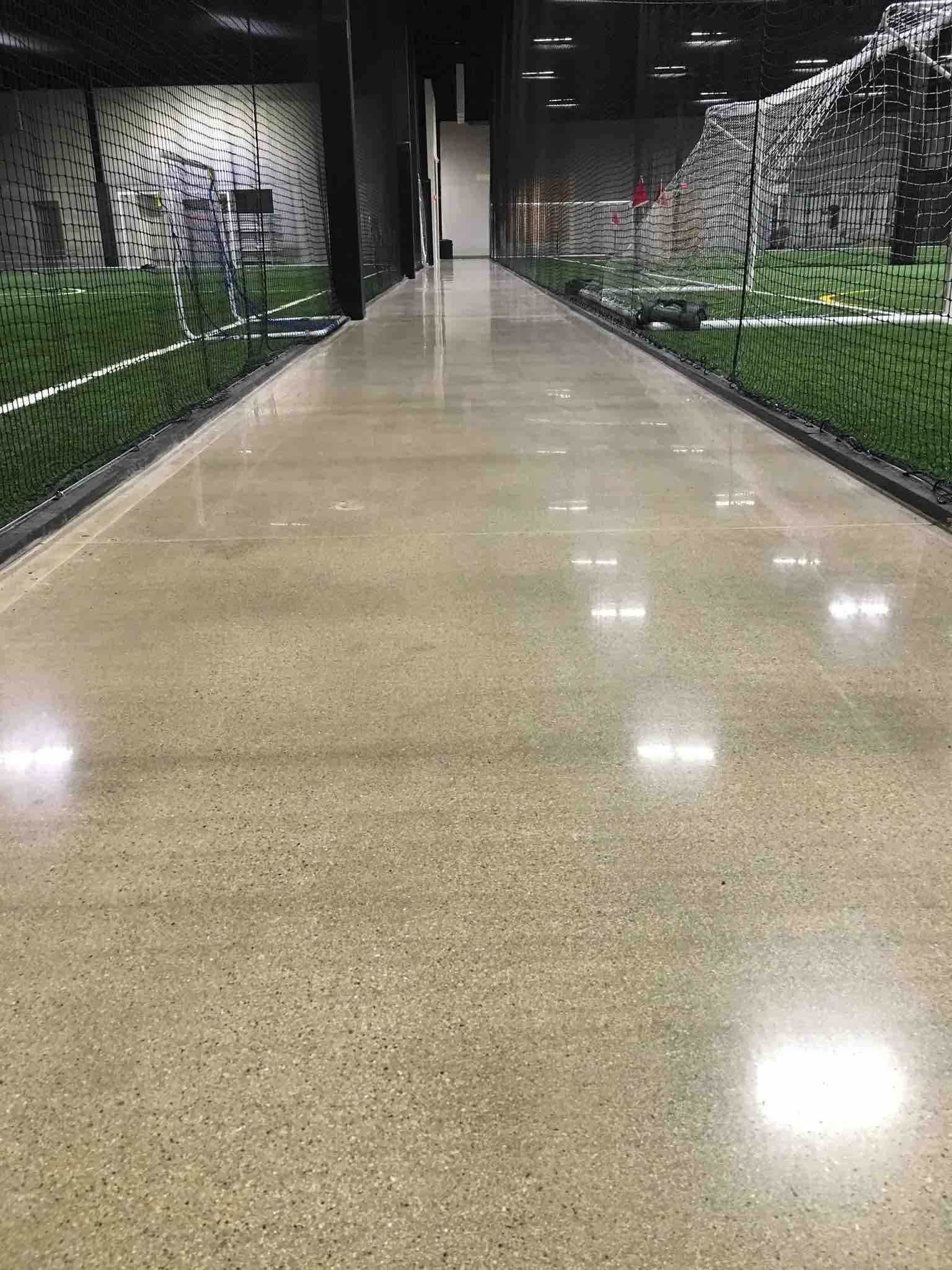 Polished Concrete walkway in an indoor athletic facility football/ soccor