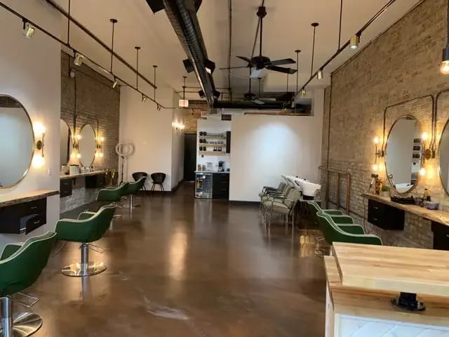 Epoxy floor in a barbershop in chicagoland illinois