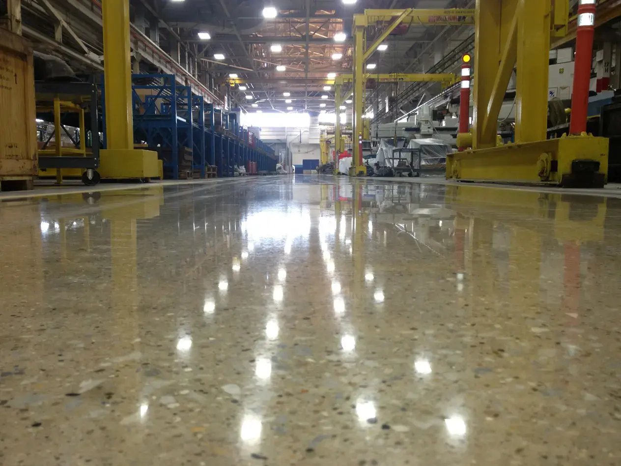 Polished Concrete floor in a manufacturing facility 