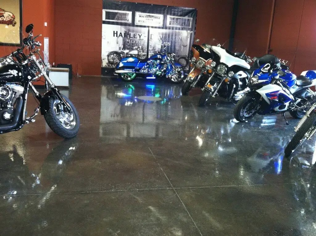 Polished Concrete at a motorcycle dealership 