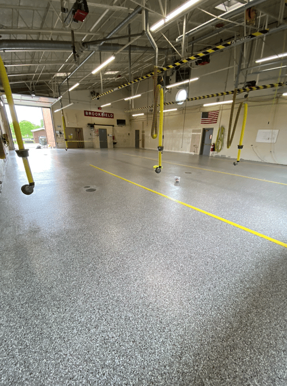 Fire house flooring with line striping