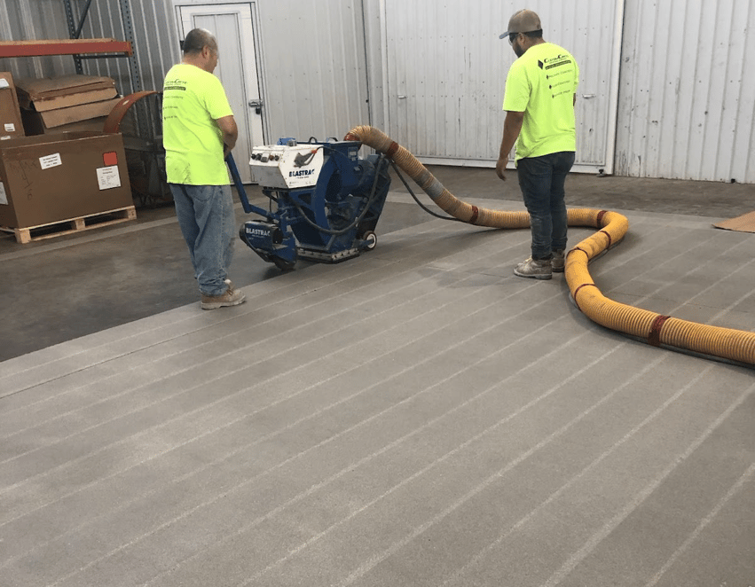 Shot blasting to prep concrete