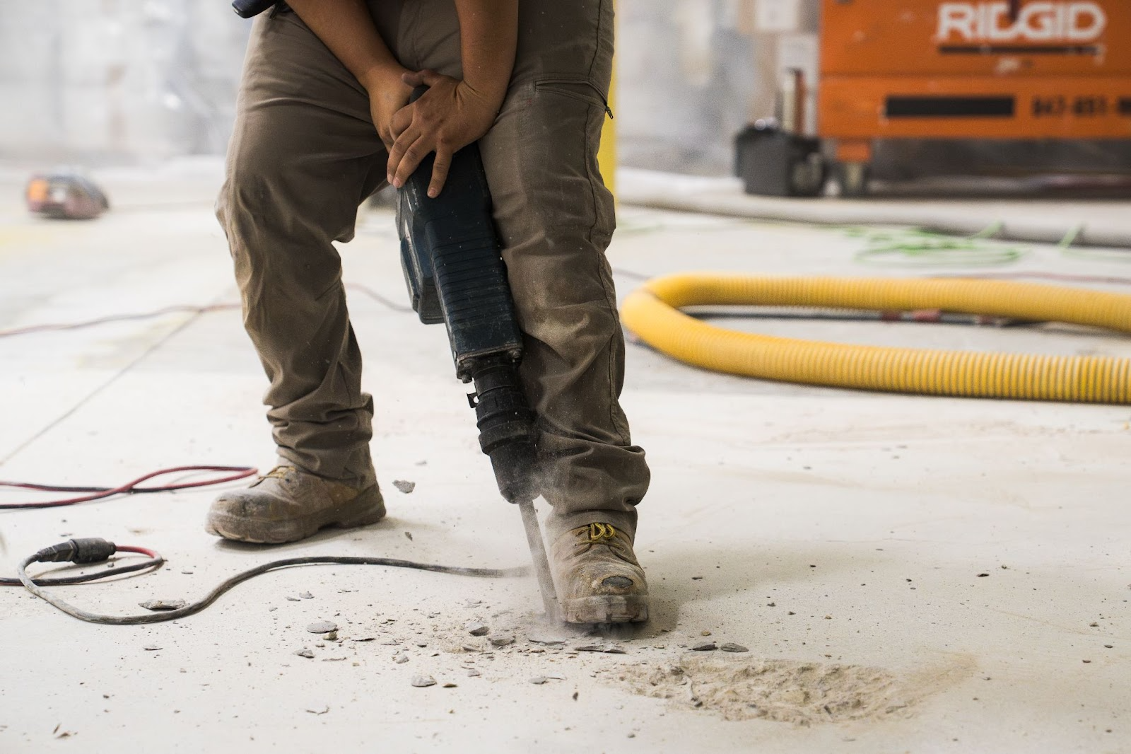 Jackhammering concrete